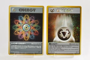 Pokemon Card Metal Energy/Rainbow Energy(Swirl) Holo Rare Old Back Japanese MP - Picture 1 of 24
