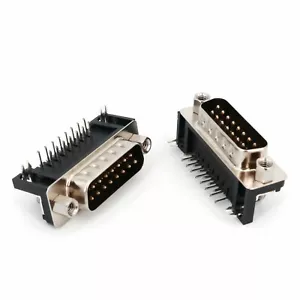 Conector de zócalo de soldadura de montaje de PCB en ángulo recto macho 2 filas 15 pines 5 piezas DB15 - Imagen 1 de 5