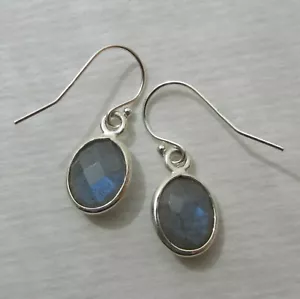 schillernde Labradorit Ohrringe 925 Sterling Silber eingefasst facettiert NEU - Bild 1 von 10