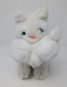 Vintage 1983 World Of Smile White Cat Holding Kitten Mouth Plush Stuffed Animal - Picture 1 of 11
