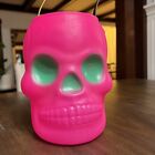 PERFECT AJ Renzi Skull Halloween 8” Bucket Blow Mold Original, Pink With Green