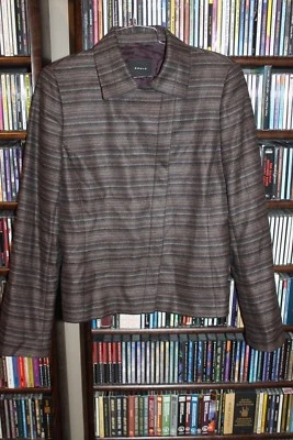 Chaqueta Blazer Akris Cashmere Damas Marrón Beige Granate Rayas talla 10 (62-2) Foto 1 de 4