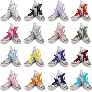 White Coloured Ribbon Shoelaces Laces 4 Lo Hi Top Blinged Crystal Trainers Pumps - Picture 1 of 73