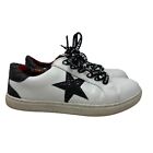 Torrid Betsey Johnson White Faux Leather Glitter Star Distressed Sneaker Sz 8.5W