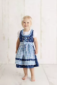 Kinderdirndl Chrissi blau Dirndl Mädchen 3-tlg Trachtenkleid mit Bluse - Bild 1 von 8
