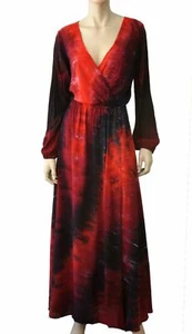 Maxi Vestido Falda Azul Life Talla S Manga Campana Rojo Púrpura Tie-Dye Hendidura Nuevo con Etiquetas - Imagen 1 de 6