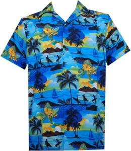 Men'S Hawaiian Shirt Short Sleeve Summer Button down Beach Dress Aloha Shirts - Picture 1 of 12