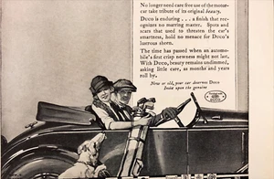 1925 DuPont Duco Finish Vintage Print Ad Couple in Car with Dog & Golf Clubs - Picture 1 of 2