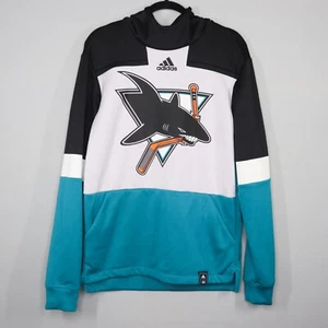 Adidas San Jose Sharks Mens Small Teal Black White Reverse Retro Hoodie Pullover - Picture 1 of 8