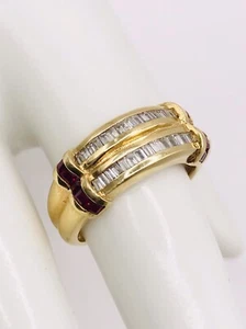 18k Yellow Gold Natural Diamond And Ruby Ring W/appraisal  - Picture 1 of 9