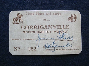 ORIGINAL 1950s CORRIGANVILLE MOVIE RANCH PASS - Hollywood Columnist JIMMY STARR - Picture 1 of 2