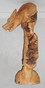 13 1/2" Tall Hand Carved Root DRAGON Sculpture Bali Indonesia Burl Wall Hanging - Picture 1 of 9