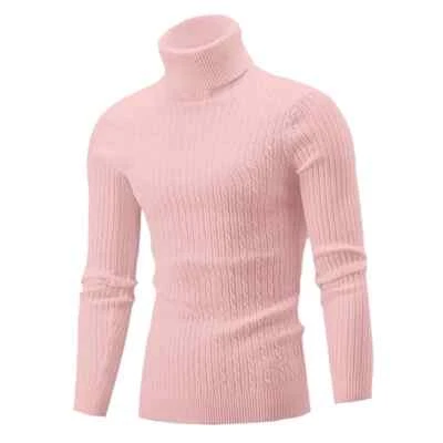 Men's Turtleneck Sweater Casual Men's Knitted Sweater Fitness New Pullovers Tops - Image 1 of 4