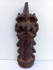 Antique Old Rare Hand Carved Rose Wood Indian Hindu Goddess Laxmi Figure Statue