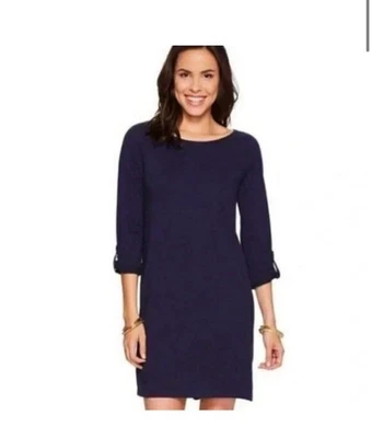 Lilly Pulitzer L Navy Slub Knit Pima Cotton T-shirt Dress - Image 1 of 4