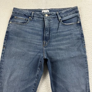 Jeans Good American para mujer 32 azul tiro alto lavado medio desgastado denim - Imagen 1 de 10