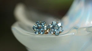 Gold (375) Ohrringe mit Aquamarin Santa Maria ( 0,56 ct) - Echtheitszertifikat. - Bild 1 von 14