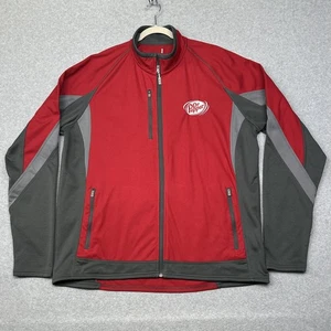 Dr Pepper Jacket Mens XL Red Gray Full Zip Elevate Sport Softshell Embroidered - Picture 1 of 12