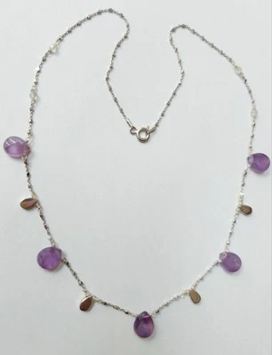 Collana in argento 925 con ametista a goccia prenite verde naturale sfaccettata  - Immagine 1 di 4