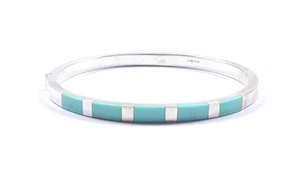Ladies Bangle Turquoise Inlay 925 Sterling Silver Hallmarked - Picture 1 of 14