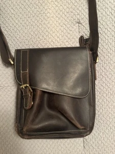 Vintage Genuine Leather Crossbody Messenger Bag Shoulder Bag Unisex - Picture 1 of 15