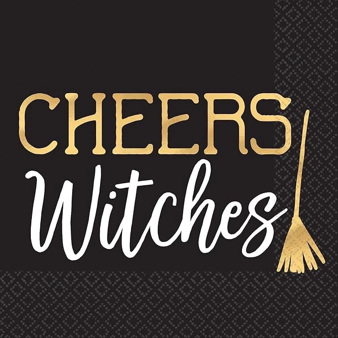 Servilletas de papel para bebidas Amscan Cheers Witches - 5" x 5", negras, 16 piezas Foto 1 de 1