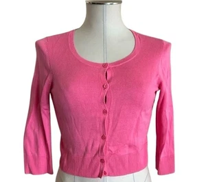 Lilly Pulitzer Womens Pink Cropped Cardigan Sweater Size S Cotton Blend - Picture 1 of 11
