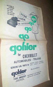 1958 Chevy newspaper car ad + articles -Gohier Automobiles Ltee, Montreal Canada - Picture 1 of 3
