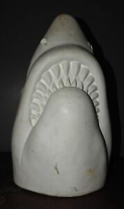 1975 RARE Jaws Large Shark Head Bank - White Minimalist or ready for painting!