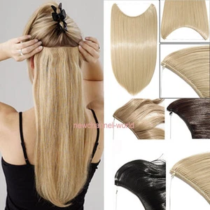 US New Straight One Piece Secret Wire Hair Piece Hair Extensions As Human Hair - Picture 1 of 28