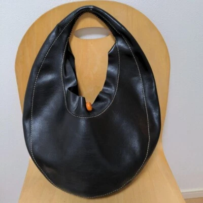 HENRY CUIR Bolso de Hombro Negro Cuero Genuino JAPÓN Foto 1 de 4