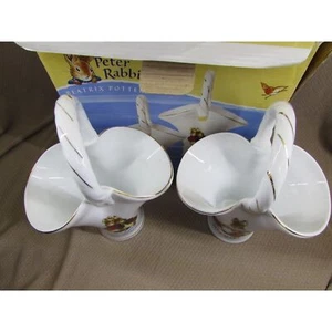 Peter Kaninchen Korb Vasen 2er Set Beatrix Potter Griff 9 1/2 Zoll 2002 - Bild 1 von 12