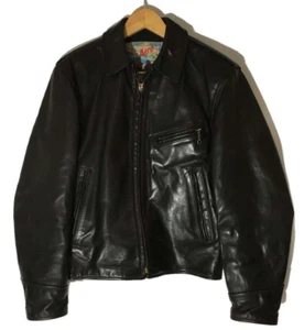 AERO LEATHER Size 36 Half Belt Horsehide Black Single Riders Jacket Vintage 90s - Picture 1 of 5