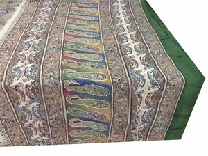 Om Vintage Indian Sari Crepe Silk Hand Beaded Work Green Saree Deco Y11534 - Picture 1 of 12