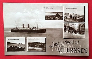 Cartolina Guernsey 1930 circa vedute con piroscafo oceano (5696 - Foto 1 di 1
