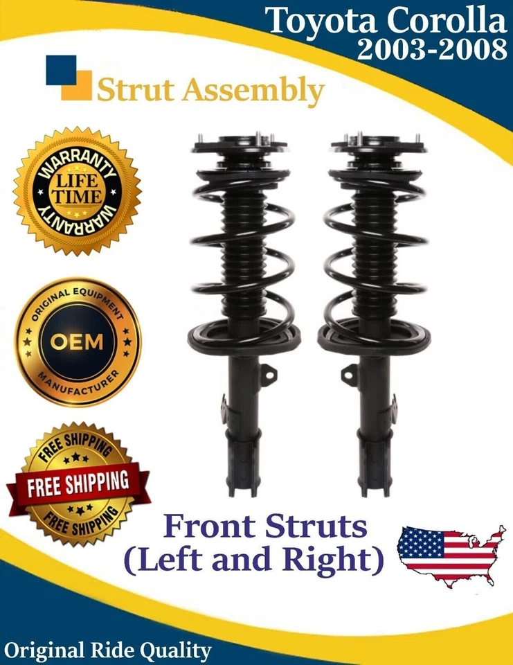 Nuevos puntales delanteros OE para Toyota Corolla 2003-2008 1,8 L garantía de por vida Foto 1 de 4