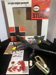 Vintage Cox Stuka JU87D gasbetriebenes Steuerleitungsflugzeug🛫in Box mit Teilen - Bild 1 von 24