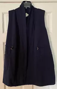 CHICO'S ZENERGY Vest Size 2 Blue Drawstring Waist Mid-Length Pockets Women's - Picture 1 of 7