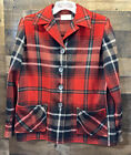 Pendleton Womens Vintage 50s Red Plaid Full Button Wool Blazer Top