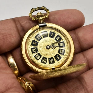 Vintage 1962 SPLENDOR Pocket Watch Gold Tone Roman Number Serviced Keeps Time - Picture 1 of 7