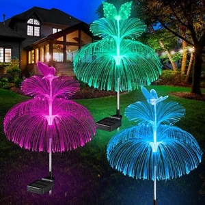 Solar Garden Lights Outdoor Waterproof New Upgraded Solar Flower Lights 2 Layer - Picture 1 of 7
