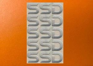 5 PCS Autocollant pour SSD Badge Logo Autocollant Argent Chrome 27mm x 8mm Vendeur USA - Photo 1/1