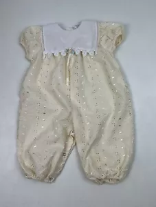 Vtg Rose Cottage 18M Baby Outfit Bubble Romper w/Collar Peach Eyelet Easter - Picture 1 of 6