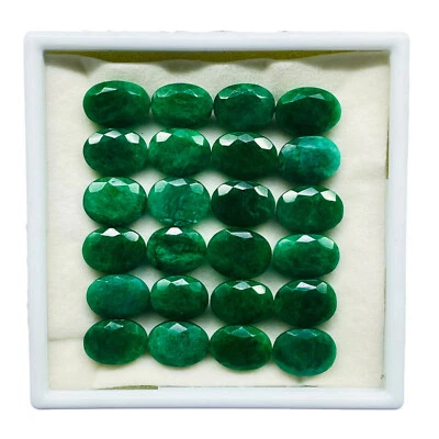 24 Pcs Natural Brazilian Emerald 14-16mm Ring Size Loose Gemstones Wholesale Lot - Image 1 of 4
