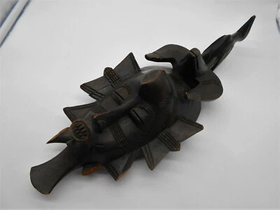 02 ) ART AFRICAIN : SCULPTURE / STATUE MASQUE HOMME EN BOIS SENEGAL / MALI ?  - Photo 1/4