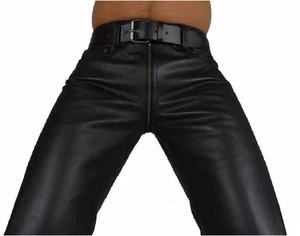 AW-741 Glattes lederhose mit 2wege RV durchgehend,lederjeans,Echt leder hose - Picture 1 of 6