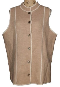 JH Collectibles Woman - Wool Blend Beige Button Front Vest - Size 1X - Picture 1 of 4
