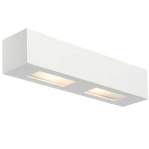 Dimmable Twin Wall Light Primed White (ready to paint) Box Down Lamp Fitting - Picture 1 of 2