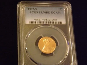 1992-S One Cent PCGS PR 70 DCAM - Picture 1 of 2