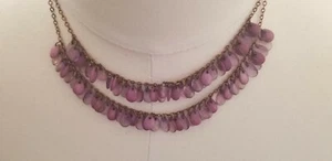 Double Strand Multi Purple Bead-Copper Color Untested Chain Choker Necklace - Picture 1 of 5